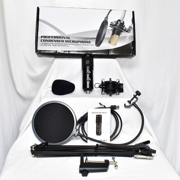 Studio Condenser USB Microphone Computer PC Microphone Kit Adjustable Boom NOB